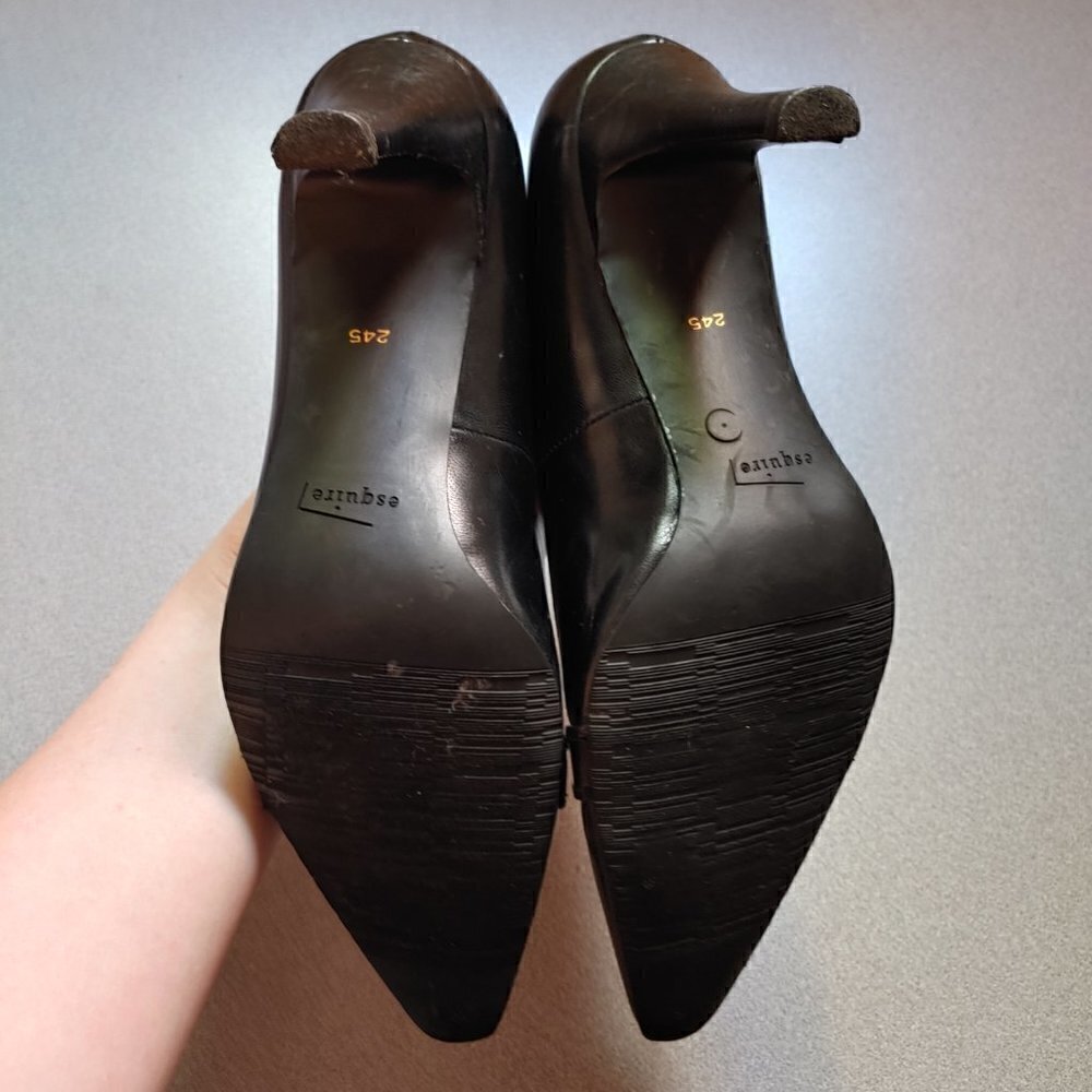 Black Pointed Toe Buckle Heels - Picture 5 of 10